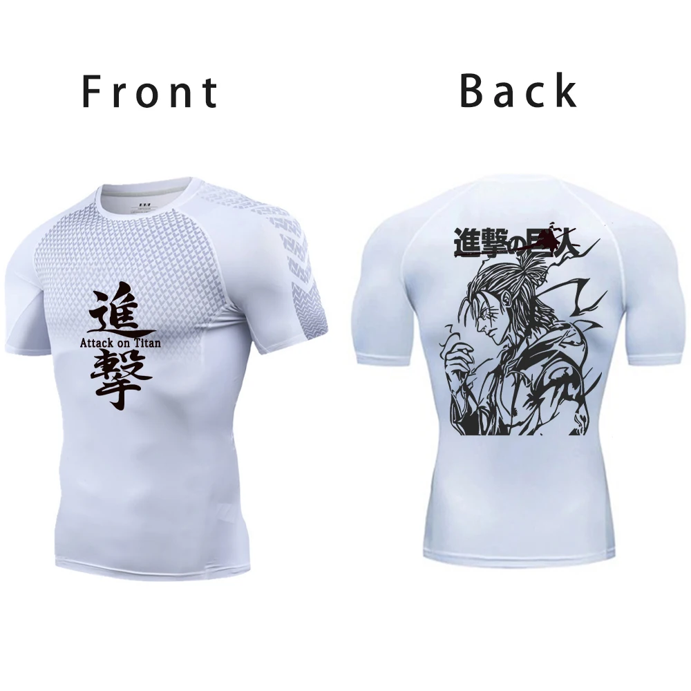 Titan spor forma erkekler spor gotik hızlı kuru sıkıştırma gömlek yaz Manga atletik gömlek Casual Tops fanila