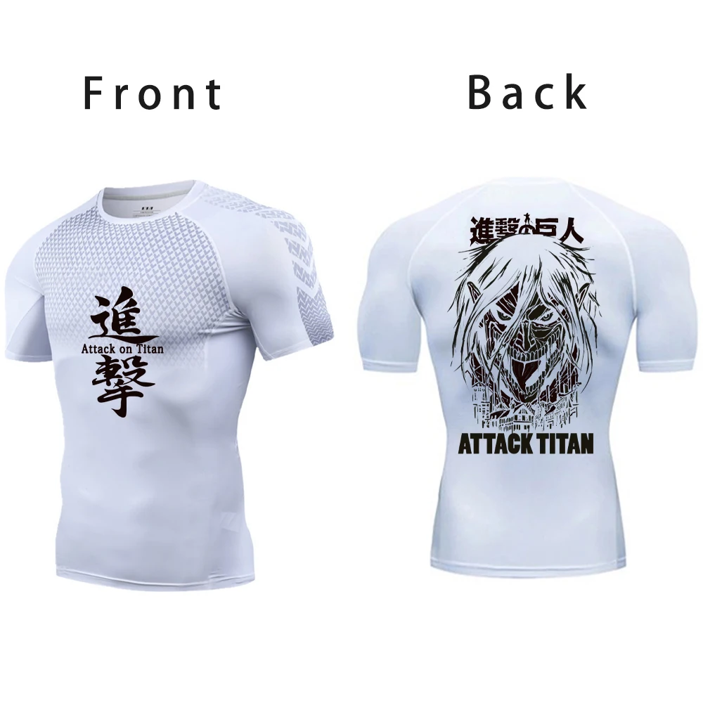 Titan spor forma erkekler spor gotik hızlı kuru sıkıştırma gömlek yaz Manga atletik gömlek Casual Tops fanila