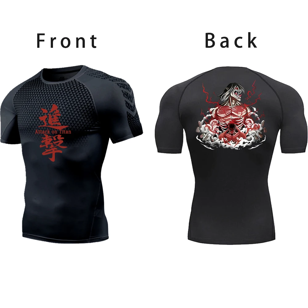 Titan spor forma erkekler spor gotik hızlı kuru sıkıştırma gömlek yaz Manga atletik gömlek Casual Tops fanila