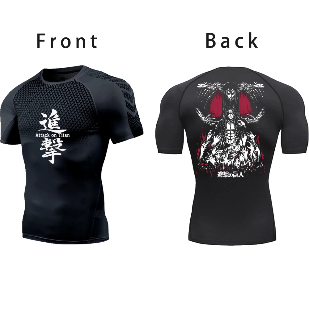 Titan spor forma erkekler spor gotik hızlı kuru sıkıştırma gömlek yaz Manga atletik gömlek Casual Tops fanila