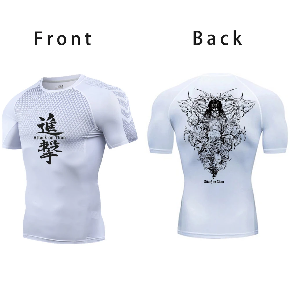 Titan spor forma erkekler spor gotik hızlı kuru sıkıştırma gömlek yaz Manga atletik gömlek Casual Tops fanila