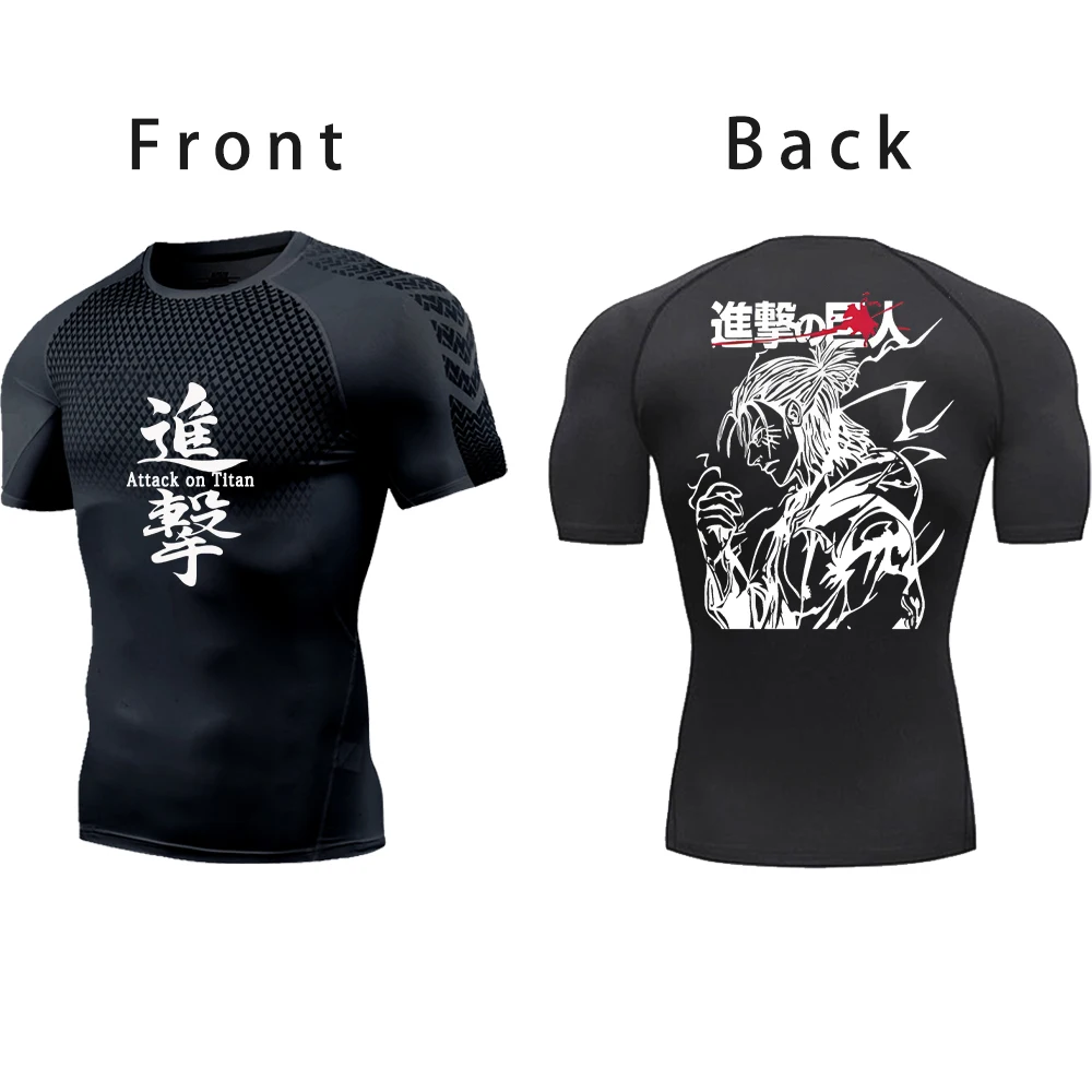 Titan spor forma erkekler spor gotik hızlı kuru sıkıştırma gömlek yaz Manga atletik gömlek Casual Tops fanila