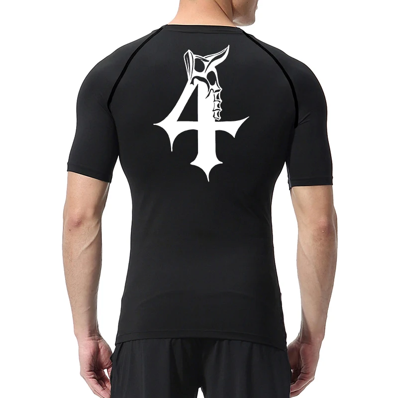 Grafik Kısa Kollu Sıkıştırma Gömlek Erkekler için Yaz Sportif Atletik Hızlı Kuru T-shirt Spor Salonu Egzersiz Koşu Eğitim Tees Tops