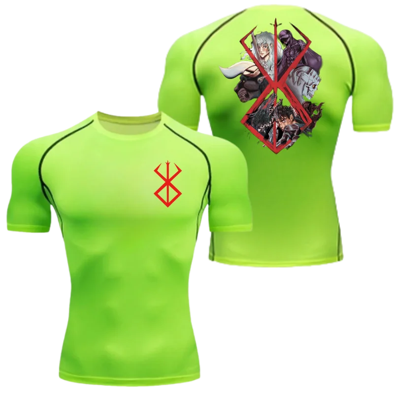 Guts Griffith Grafik Baskılı Kompresyon Tişörtleri Erkek Spor Salonu Antrenman Koşu Tişörtü Yazlık Atletik Hızlı Kuruyan Tişörtler Kısa Kollu Rash Guard