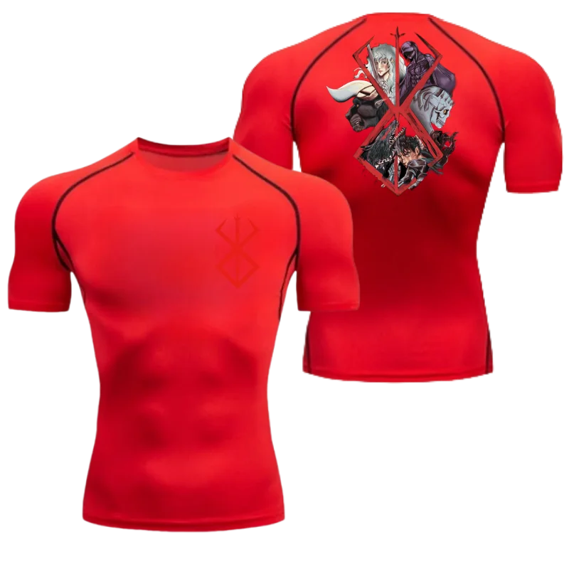 Guts Griffith Grafik Baskılı Kompresyon Tişörtleri Erkek Spor Salonu Antrenman Koşu Tişörtü Yazlık Atletik Hızlı Kuruyan Tişörtler Kısa Kollu Rash Guard