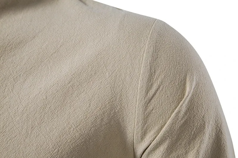 Kral Milyar erkek Gömlek Rahat Erkek Pamuk Keten Uzun Kollu T-shirt Bahar Sonbahar Vintage Gömlek ABD Boyutu İpli Boyun