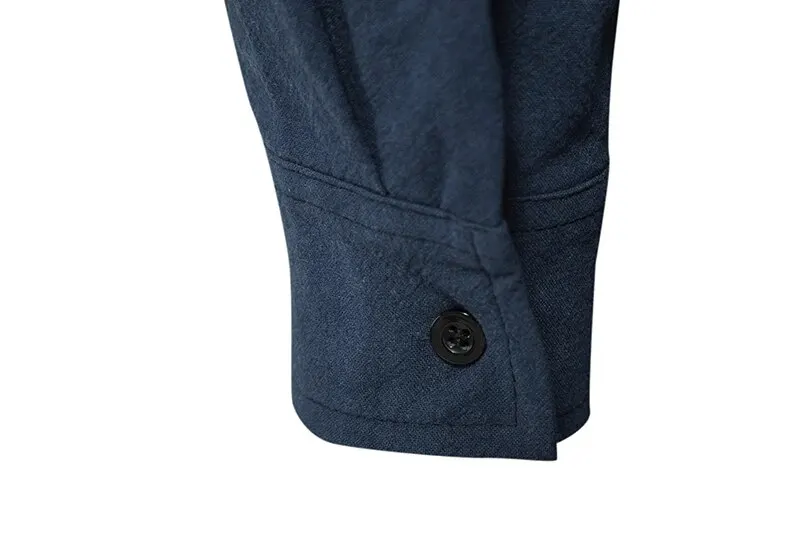 Kral Milyar erkek Gömlek Rahat Erkek Pamuk Keten Uzun Kollu T-shirt Bahar Sonbahar Vintage Gömlek ABD Boyutu İpli Boyun