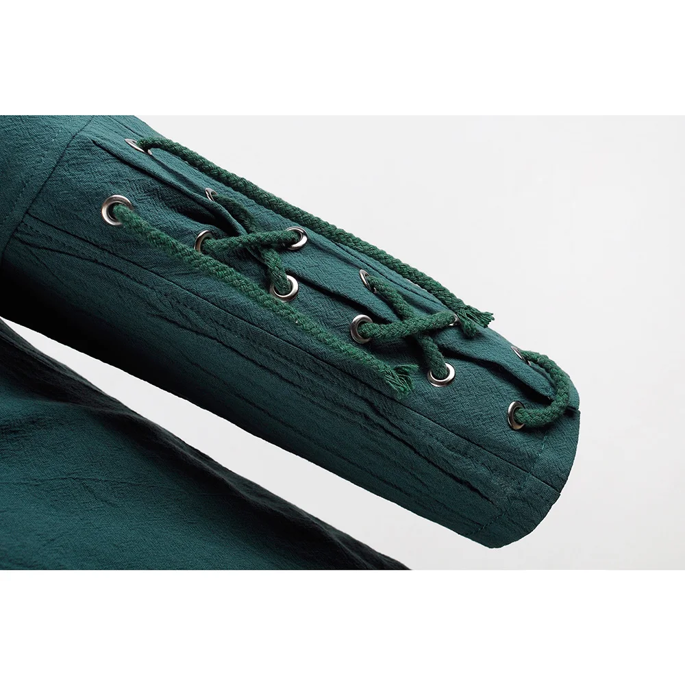 Erkek ortaçağ korsan elbise şık streetwear cadılar bayramı gotik tarzı v yaka üstleri düz renk pamuk keten nefes alabilen tişört