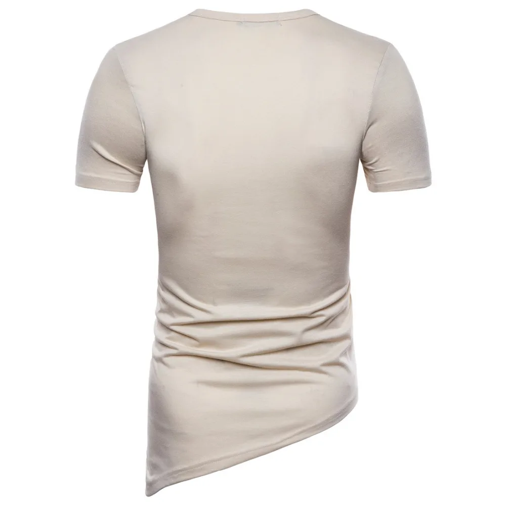 Erkekler Düzensiz Tasarım Hip Hop Punk T Gömlek Üstleri Bağlama Slim Fit Tee Gömlek Erkekler Gotik Tarzı Tee Gömlek Gece Kulübü Sahne Kostüm