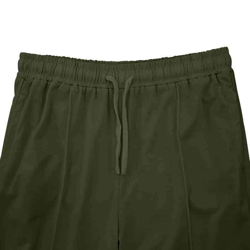 Rahat düz renk eşofman erkek yaz moda iki parçalı setleri erkekler Vintage İpli V boyun kısa kollu üstler ve pantolonlar takım elbise