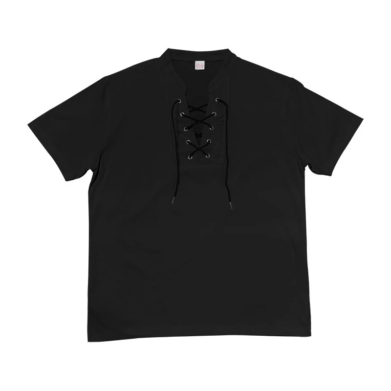 Rahat düz renk eşofman erkek yaz moda iki parçalı setleri erkekler Vintage İpli V boyun kısa kollu üstler ve pantolonlar takım elbise