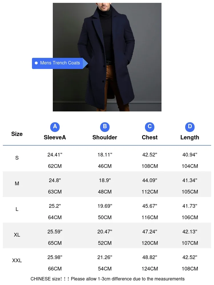 Kış erkek trençkotlar lüks erkek orta-uzun sıcak yün ceketler Casual erkek İş rahat palto giyim