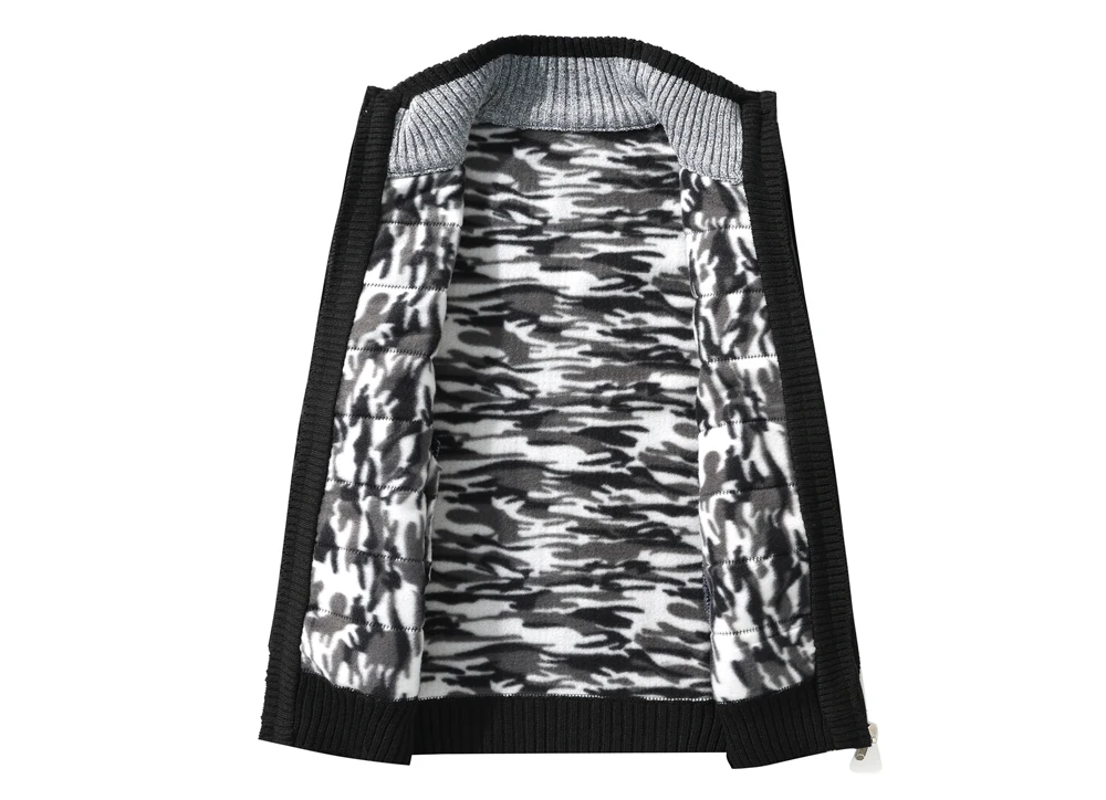 Kış Erkekler Sıcak Hırka Yastıklı Ceketler Moda Erkekler Polar Astarlı triko Kazak Hırka Mont Erkekler Rüzgarlık Örgü Ceket