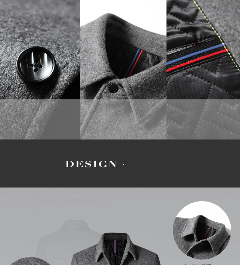 BROWON Marka Kış Ceket Erkekler 2025, Sonbahar Katı Turn-Down Yaka Yün Uzun Ceket Erkekler için Yeni Iş Rahat Sıcak Tutmak Giyim