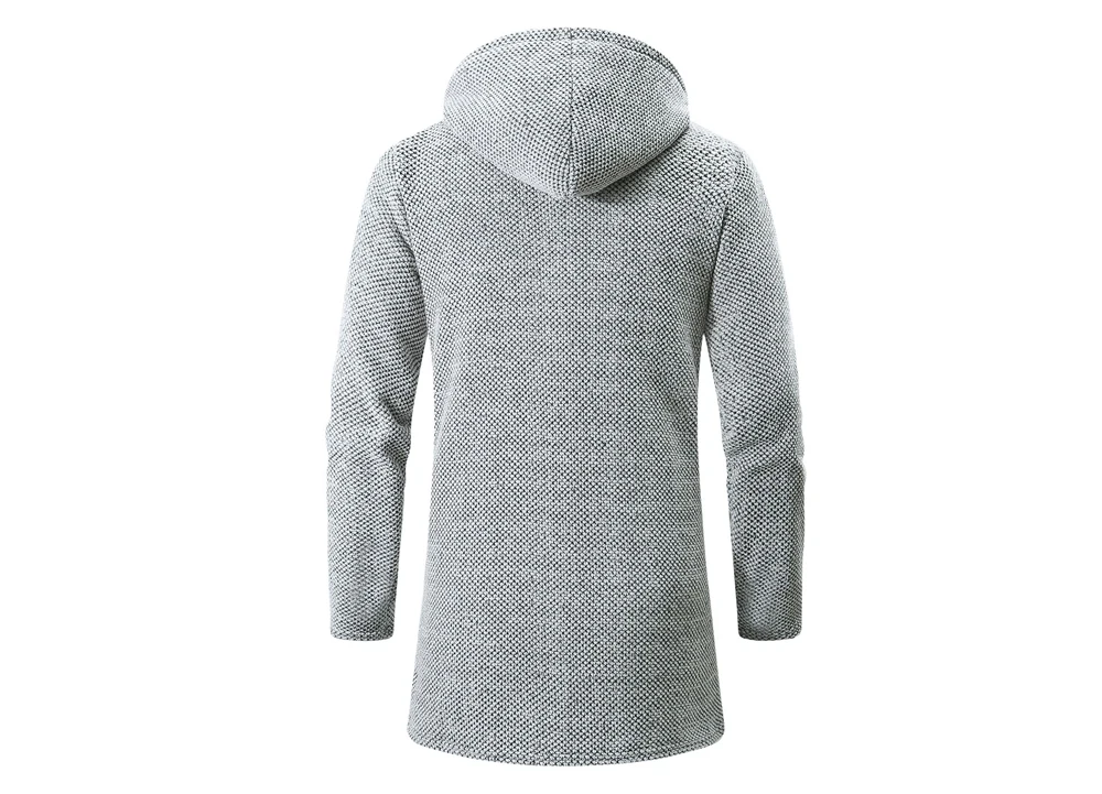 Kış erkekler kazak hırka ceketler moda erkekler polar sıcak kapşonlu kazak mont erkekler orta-uzun termal triko kazak giyim