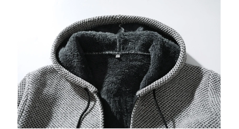 Kış erkekler kazak hırka ceketler moda erkekler polar sıcak kapşonlu kazak mont erkekler orta-uzun termal triko kazak giyim