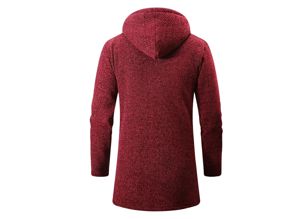 Kış erkekler kazak hırka ceketler moda erkekler polar sıcak kapşonlu kazak mont erkekler orta-uzun termal triko kazak giyim