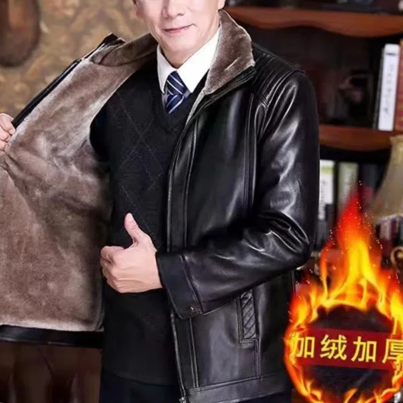 Sonbahar Kış Moda Turn-down Yaka Uzun Kollu Katı Entegre Kadife Deri Giyim erkek Giyim Fermuar Sıcak Şık Üstleri