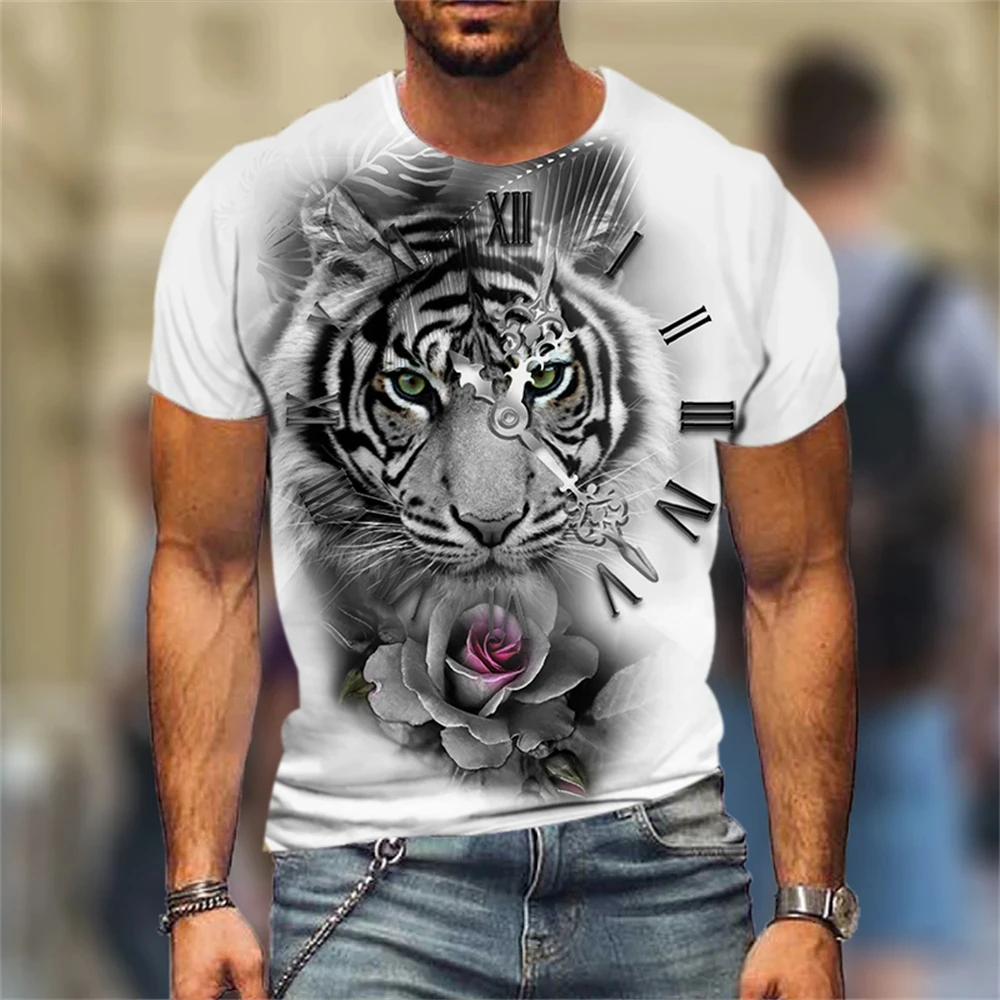 Yaz Retro tişört hayvan aslan 3d baskı moda kısa kollu üstleri boy giyim kazak spor T Shirt erkekler için