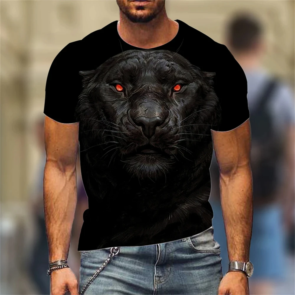 Yaz Retro tişört hayvan aslan 3d baskı moda kısa kollu üstleri boy giyim kazak spor T Shirt erkekler için