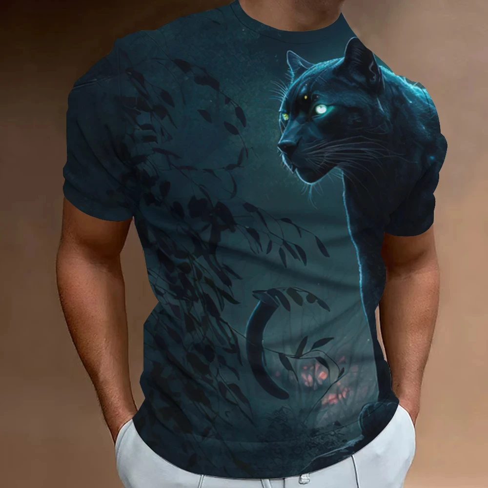 Yaz Retro tişört hayvan aslan 3d baskı moda kısa kollu üstleri boy giyim kazak spor T Shirt erkekler için