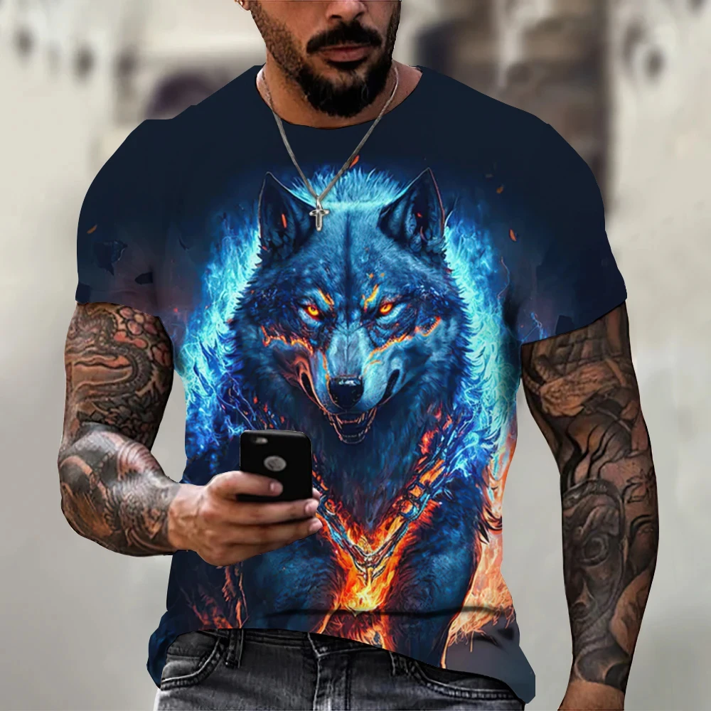 Yaz Retro tişört hayvan aslan 3d baskı moda kısa kollu üstleri boy giyim kazak spor T Shirt erkekler için