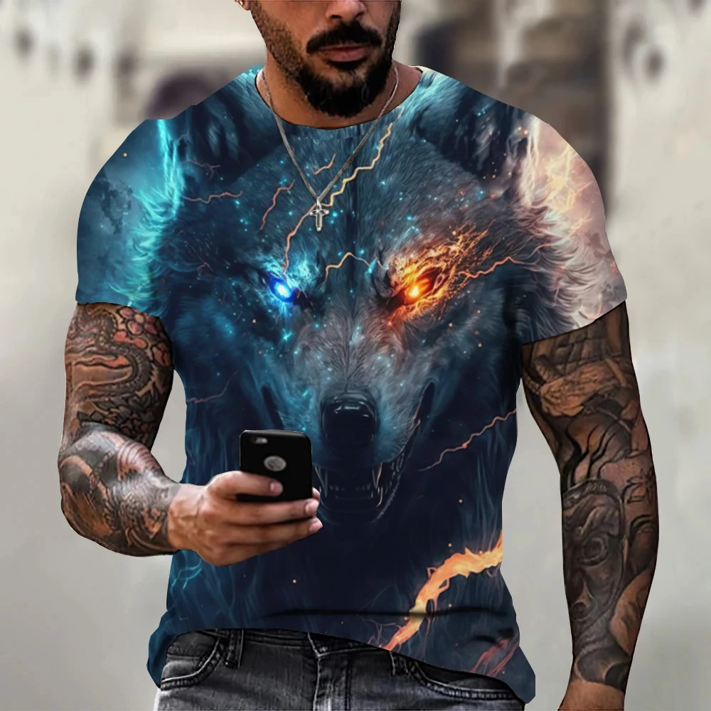 Yaz Retro tişört hayvan aslan 3d baskı moda kısa kollu üstleri boy giyim kazak spor T Shirt erkekler için