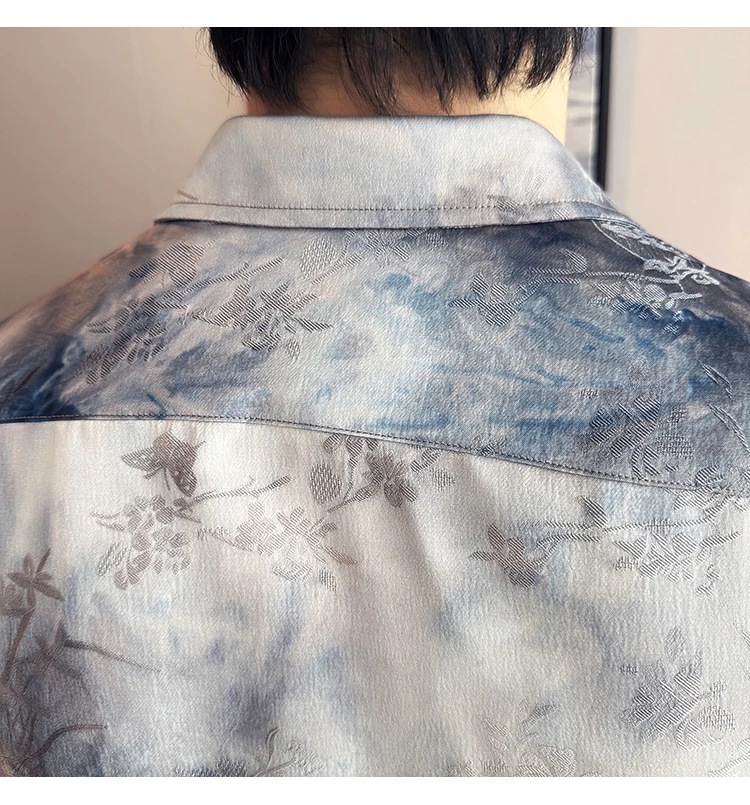 2025 Yeni Sanatsal Batik Uzun Kollu Gömlek Erkekler için Yüksek Kaliteli Rahat Ince Sosyal Gömlek Çok Yönlü Sokak Giyim erkek Giyim