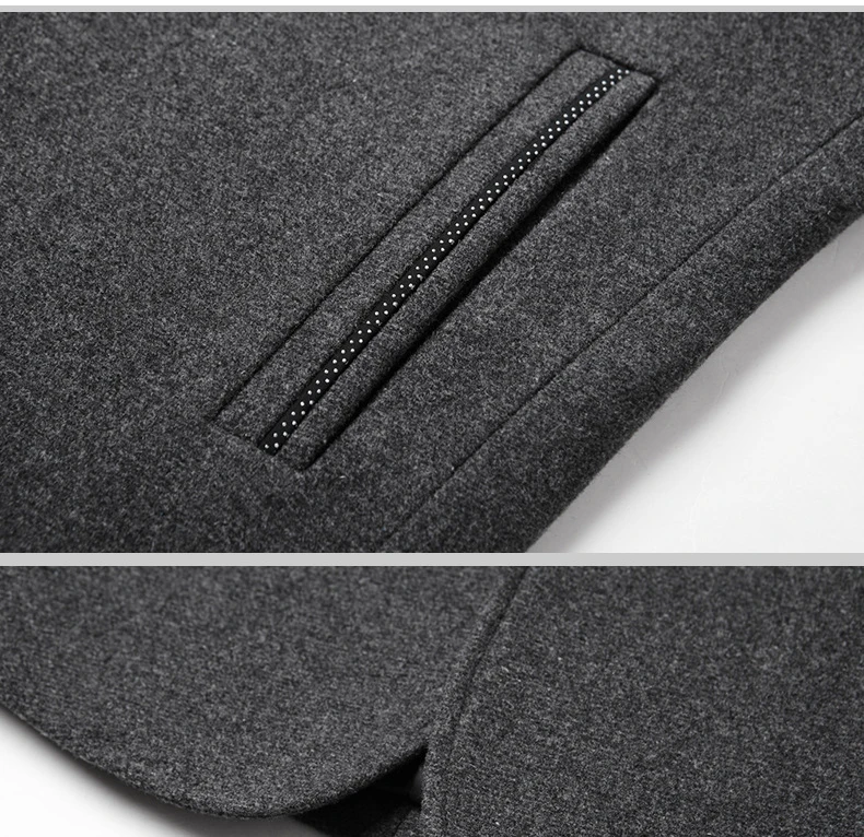 BROWON Brand Winter Jacket Men Chinese Style Stand Collar Solid Coats for Men 2025, Autumn and Winter Business Casual Woolen Jacket