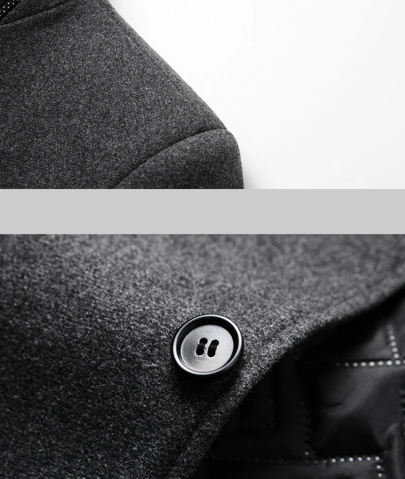 BROWON Brand Winter Jacket Men Chinese Style Stand Collar Solid Coats for Men 2025, Autumn and Winter Business Casual Woolen Jacket