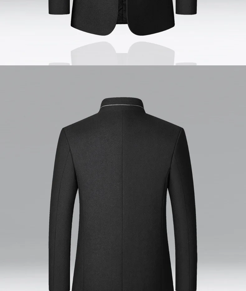 BROWON Brand Winter Jacket Men Chinese Style Stand Collar Solid Coats for Men 2025, Autumn and Winter Business Casual Woolen Jacket
