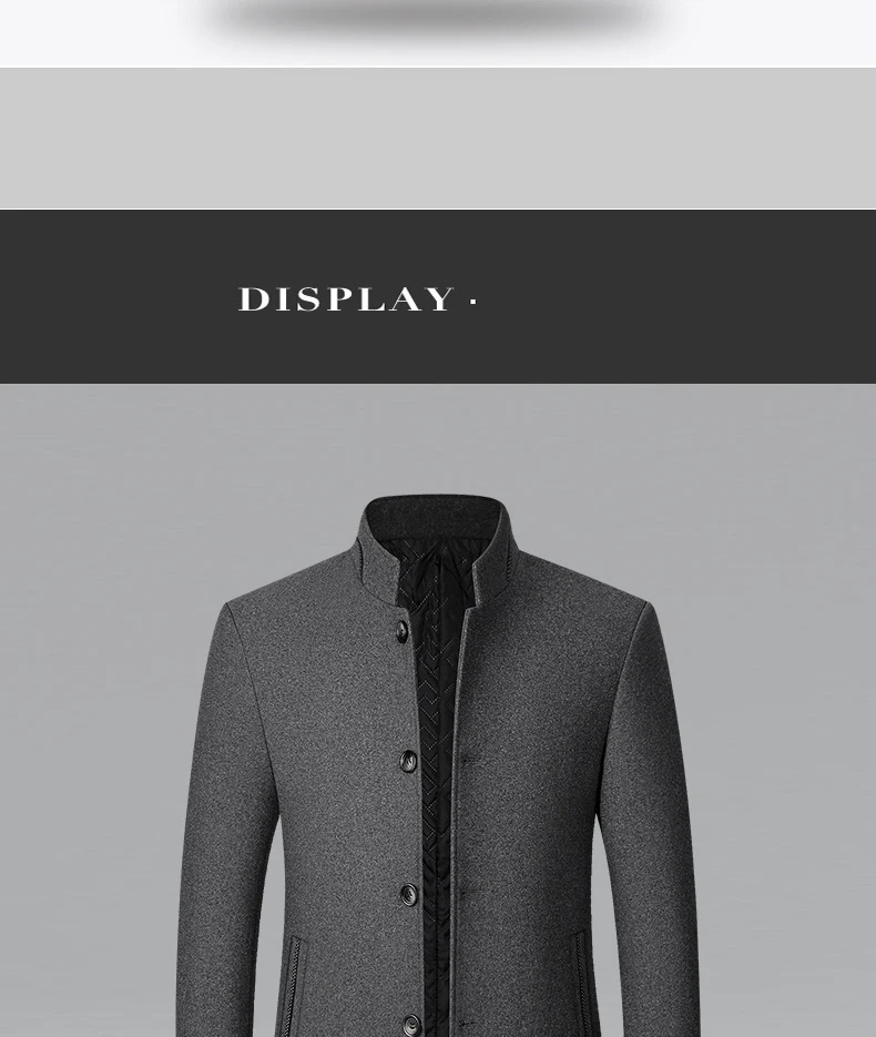 BROWON Brand Winter Jacket Men Chinese Style Stand Collar Solid Coats for Men 2025, Autumn and Winter Business Casual Woolen Jacket