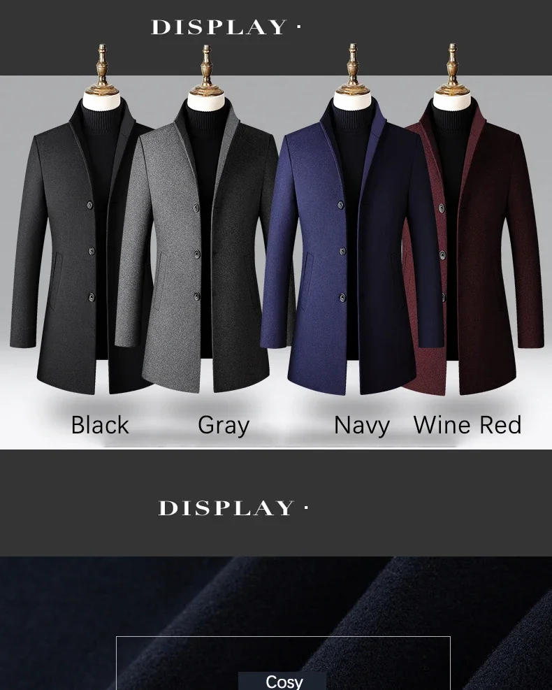 TFETTERS Brand Trench Coat Korean Fashion Business Casual Stand Collar Long Jackets for Men 2023 Autumn Windbreaker Winter Coats
