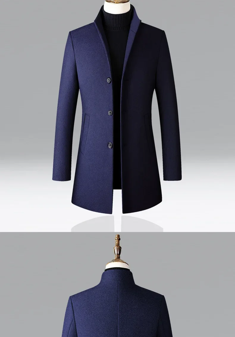 TFETTERS Brand Trench Coat Korean Fashion Business Casual Stand Collar Long Jackets for Men 2023 Autumn Windbreaker Winter Coats