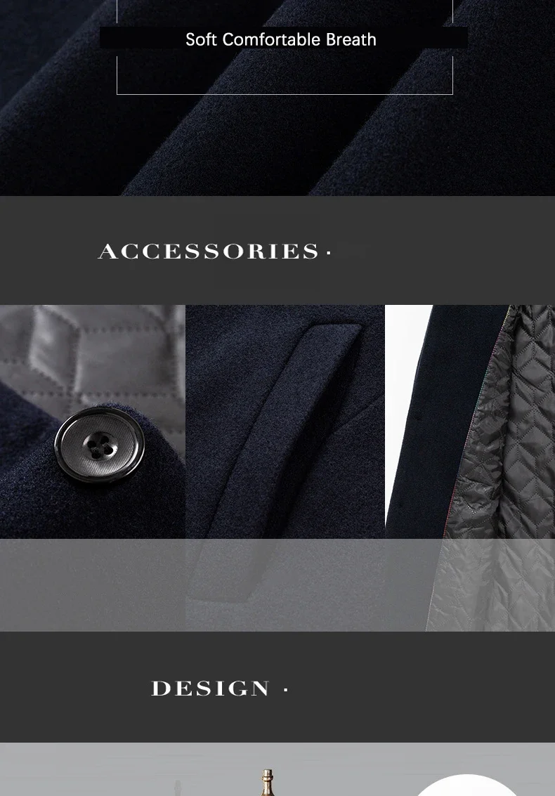 TFETTERS Brand Trench Coat Korean Fashion Business Casual Stand Collar Long Jackets for Men 2023 Autumn Windbreaker Winter Coats