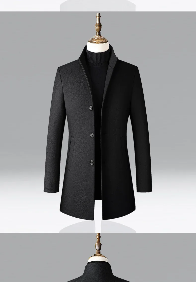 TFETTERS Brand Trench Coat Korean Fashion Business Casual Stand Collar Long Jackets for Men 2023 Autumn Windbreaker Winter Coats