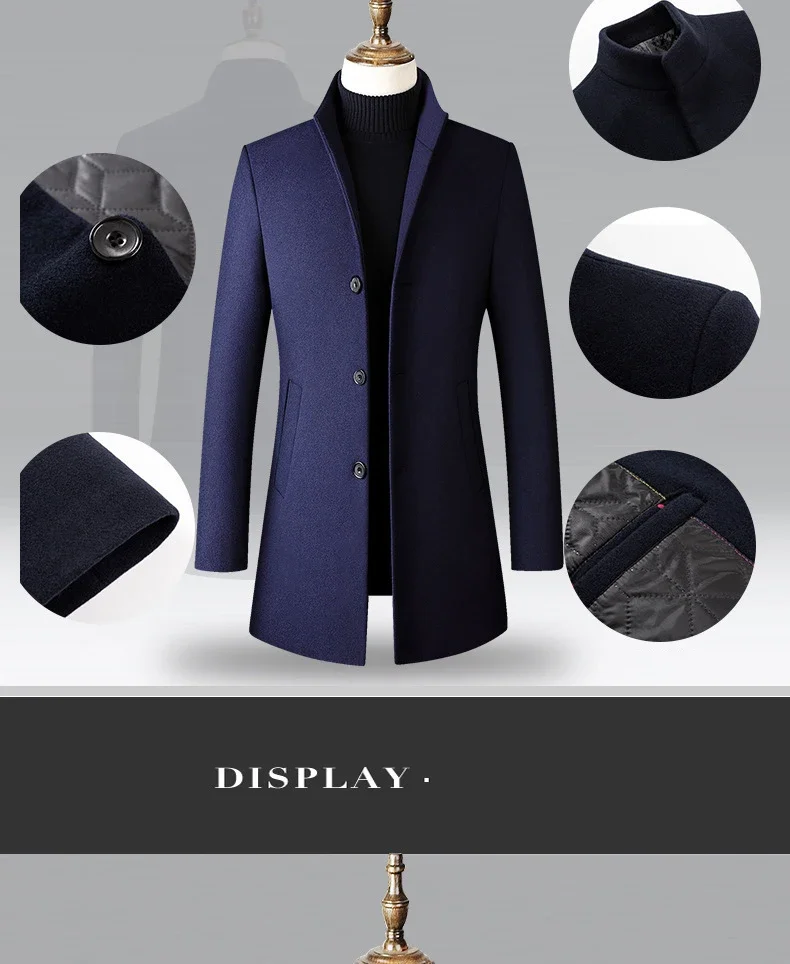 TFETTERS Brand Trench Coat Korean Fashion Business Casual Stand Collar Long Jackets for Men 2023 Autumn Windbreaker Winter Coats