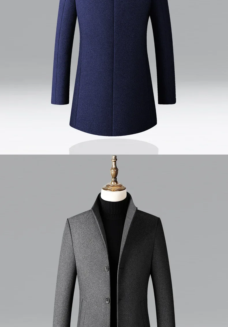 TFETTERS Brand Trench Coat Korean Fashion Business Casual Stand Collar Long Jackets for Men 2023 Autumn Windbreaker Winter Coats