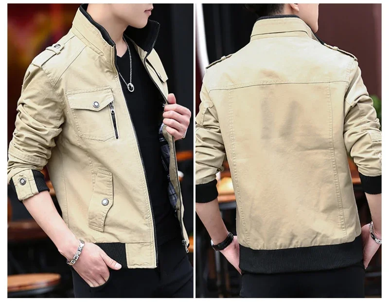 Erkek kargo ceketler yeni moda bombacı ceket erkek giyim basit İngiliz tarzı sıcak rüzgar geçirmez ceket ve ceket beyzbol ceket erkek