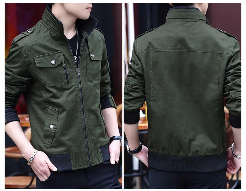 Erkek kargo ceketler yeni moda bombacı ceket erkek giyim basit İngiliz tarzı sıcak rüzgar geçirmez ceket ve ceket beyzbol ceket erkek