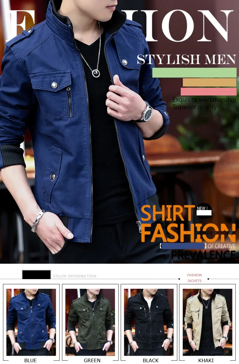 Erkek kargo ceketler yeni moda bombacı ceket erkek giyim basit İngiliz tarzı sıcak rüzgar geçirmez ceket ve ceket beyzbol ceket erkek
