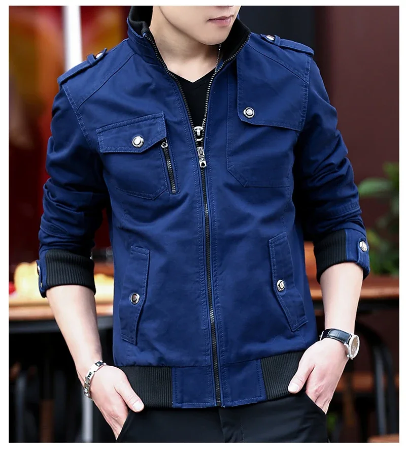 Erkek kargo ceketler yeni moda bombacı ceket erkek giyim basit İngiliz tarzı sıcak rüzgar geçirmez ceket ve ceket beyzbol ceket erkek
