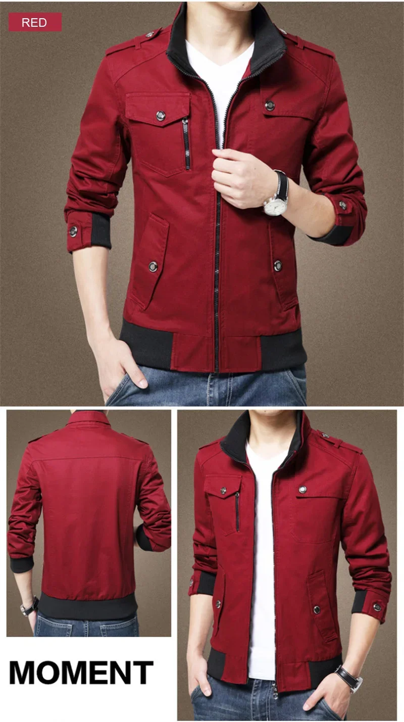 Erkek kargo ceketler yeni moda bombacı ceket erkek giyim basit İngiliz tarzı sıcak rüzgar geçirmez ceket ve ceket beyzbol ceket erkek