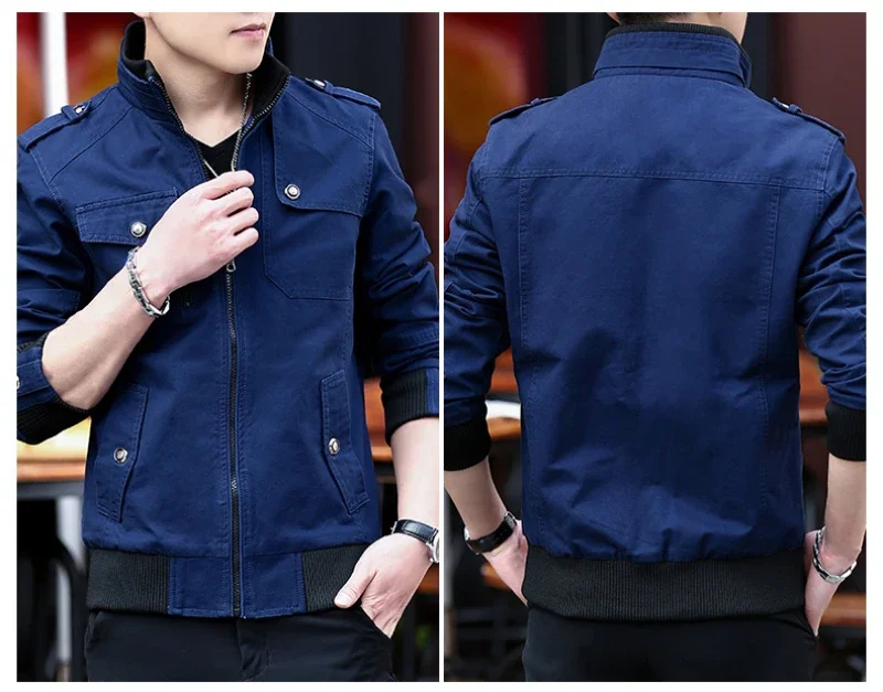 Erkek kargo ceketler yeni moda bombacı ceket erkek giyim basit İngiliz tarzı sıcak rüzgar geçirmez ceket ve ceket beyzbol ceket erkek