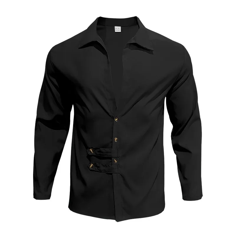 2025 Sınır Ötesi Erkek İlkbahar ve Sonbahar Erkek Uzun Kollu Gömlek Amazon Rahat Gevşek Yaka Düğmesi Hırka Gömlek