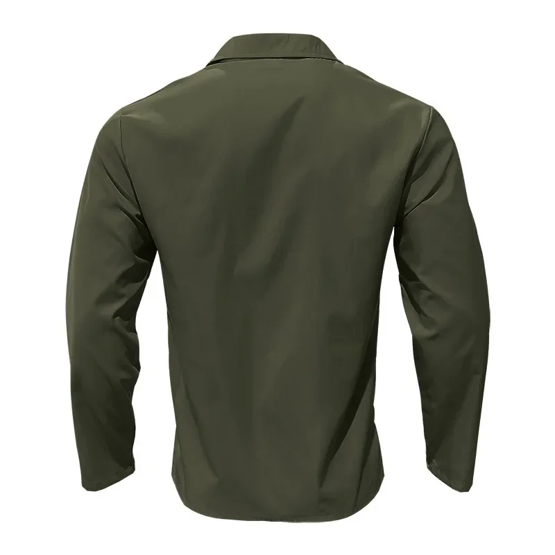 2025 Sınır Ötesi Erkek İlkbahar ve Sonbahar Erkek Uzun Kollu Gömlek Amazon Rahat Gevşek Yaka Düğmesi Hırka Gömlek