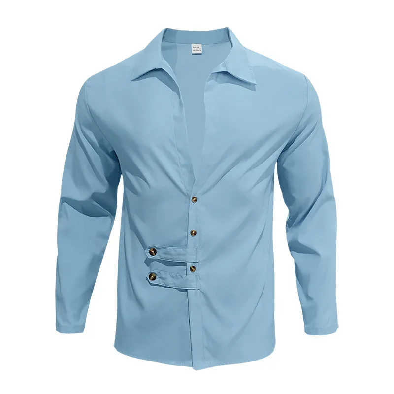 2025 Sınır Ötesi Erkek İlkbahar ve Sonbahar Erkek Uzun Kollu Gömlek Amazon Rahat Gevşek Yaka Düğmesi Hırka Gömlek