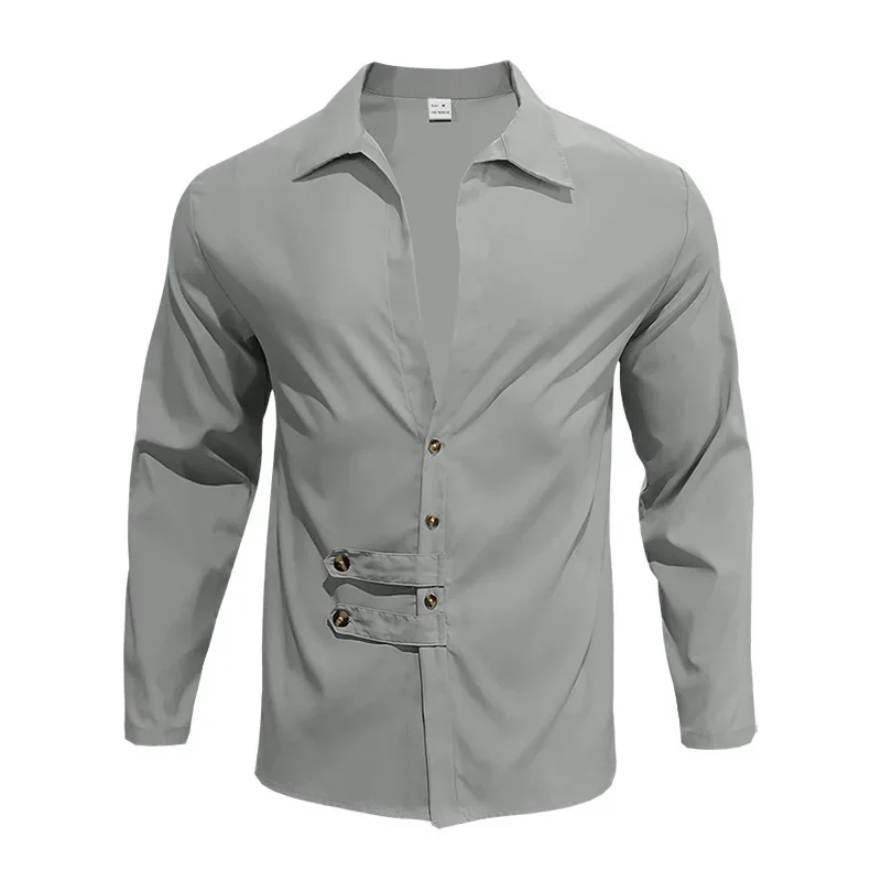 2025 Sınır Ötesi Erkek İlkbahar ve Sonbahar Erkek Uzun Kollu Gömlek Amazon Rahat Gevşek Yaka Düğmesi Hırka Gömlek