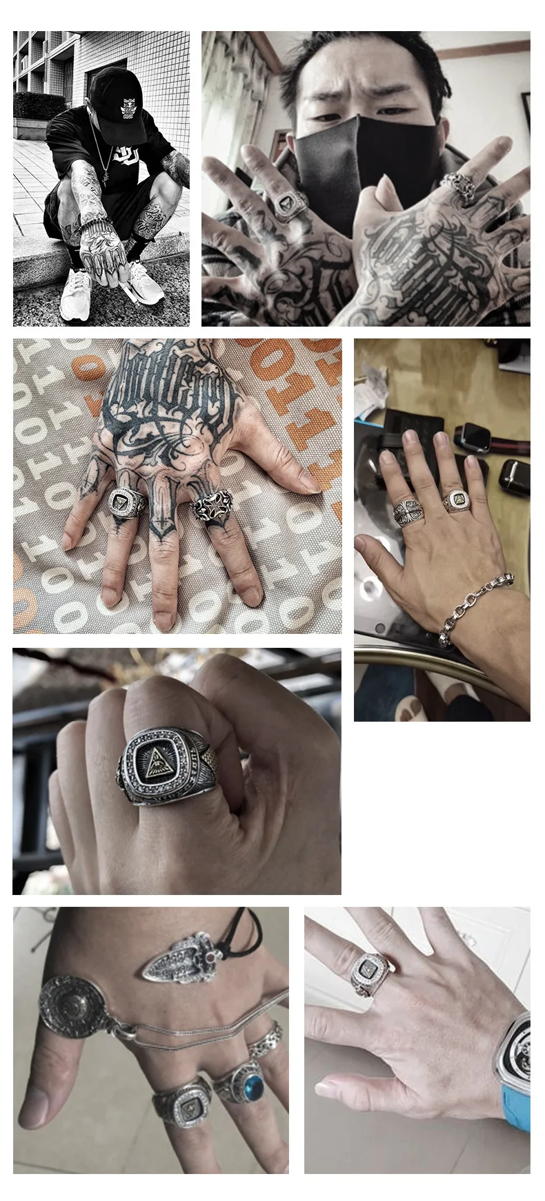 Retro Altın Providence Gözü Büyük Yüzük Erkekler Için Punk Gotik Açık Halka El Yapımı Takı Kaya Hiphop Biker Aksesuarları Adam Hediye