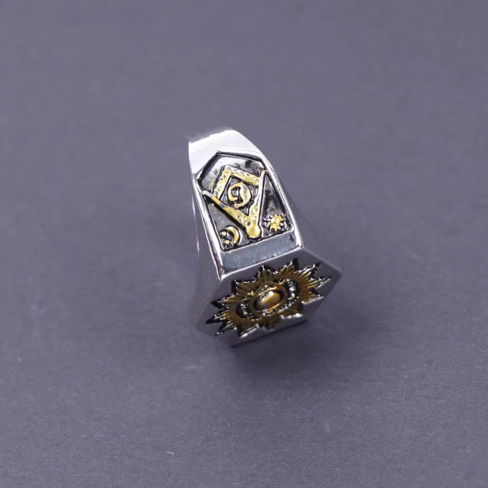 Erkekler için Vintage masonik masonluk yüzük gümüş renk paslanmaz çelik takı All-seeing göz kafatası şekilli mistisizm Punk hediye